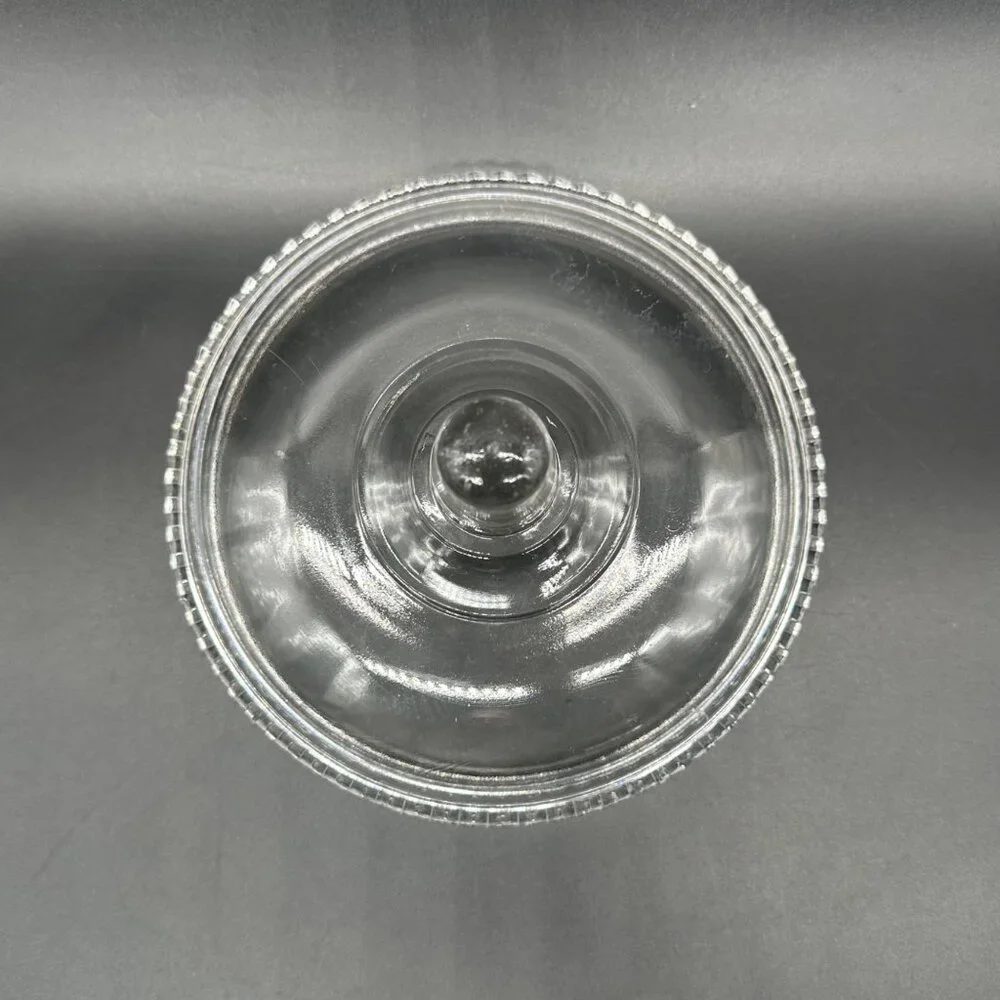 EAPG Antique Glass Compote Lid Only Adams Glass Saxon Zig Zag 1888 Clear UV Glow